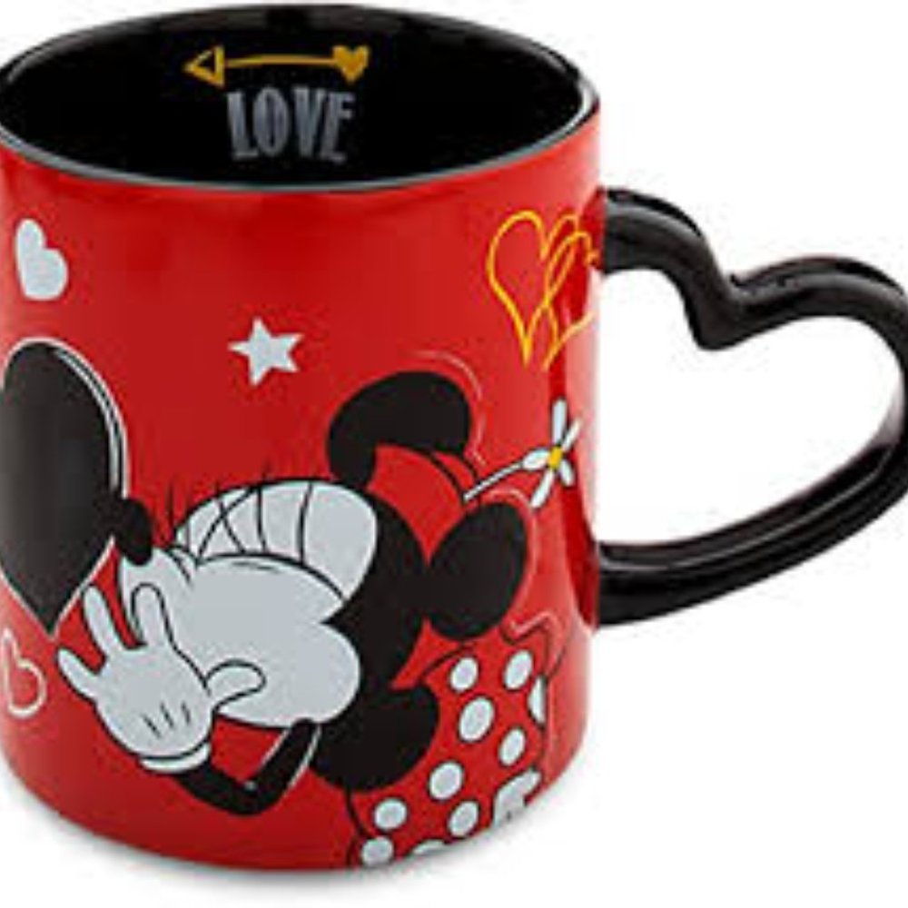 DISNEY Minnie Mouse Chalk I Love You Mug - Red Black & White 18 oz